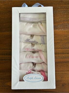 Ralph Lauren Baby Bibs - Days of the Week Set (Pastel Pink & Lavender)